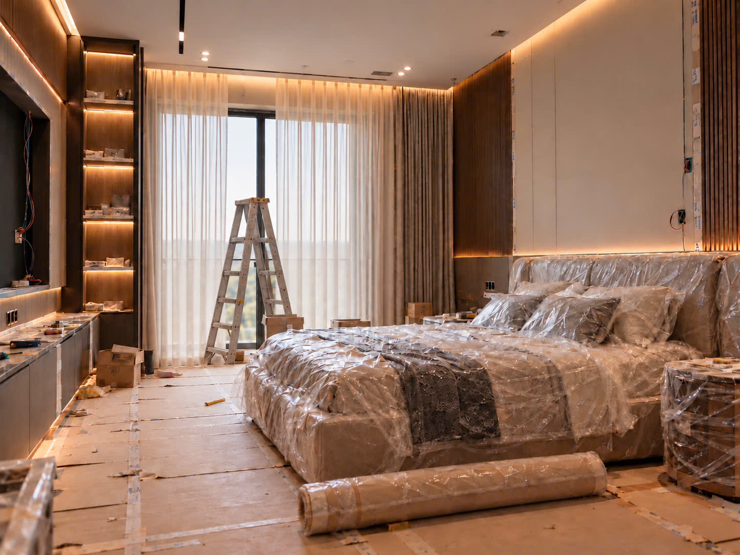 Thi công thực tế: chi tiết hoàn thiện phòng ngủ